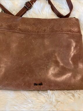 The Sak Embossed Brown Leather Shoulder Bag